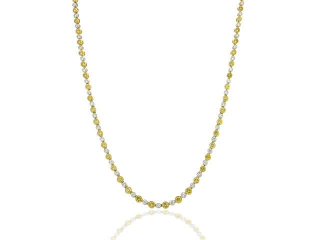 18k y/g Round Fancy yellow/ white diamond necklace