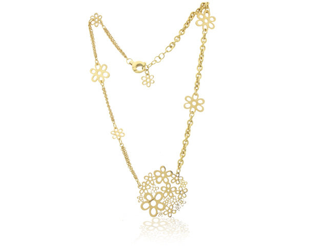 18k y/g flower necklace