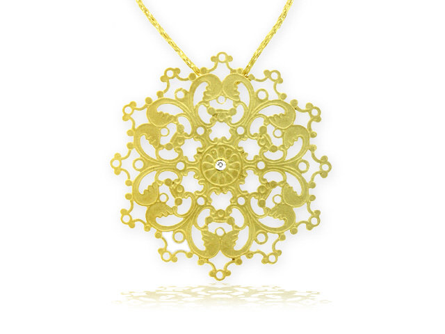 14k Y/G Necklace w/.02ct Dia