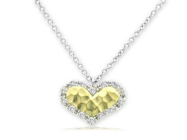 14K W/G & Y/G DIAMOND HEART PENDANT