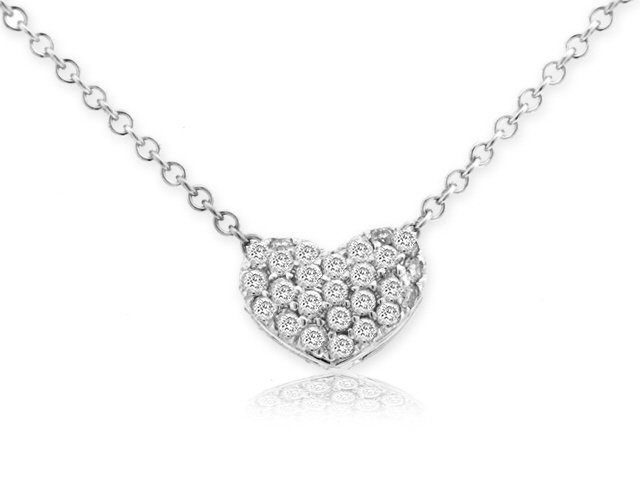 14K W/G DIAMOND SMALL PUFFED HEART