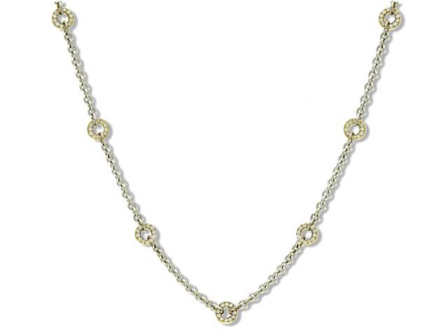 18K W/G NECKLACE W/ 7 DIAMOND CIRCLES 7DIAS=1.68CTS