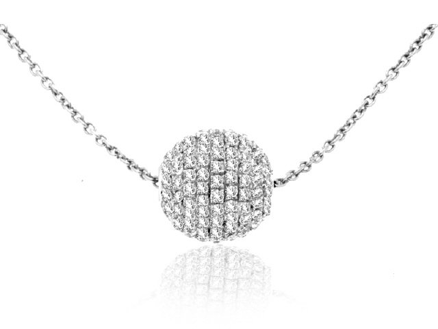 Vintage Tiffany and Co. Diamond Ball Pendant Necklace Set in Platinum For  Sale at 1stDibs
