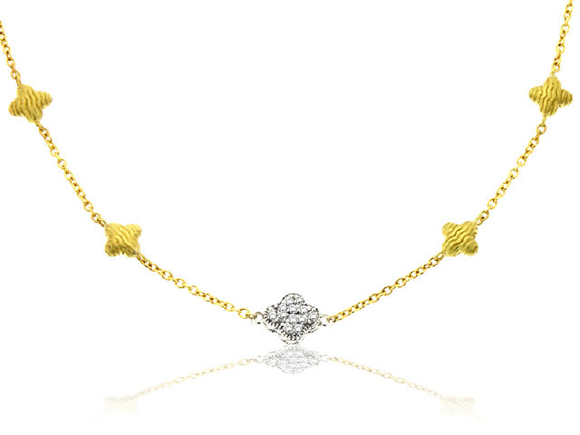 18K Y/G DIAMOND FLORETTE NECKLACE 18" 1 DIA. SECTION
