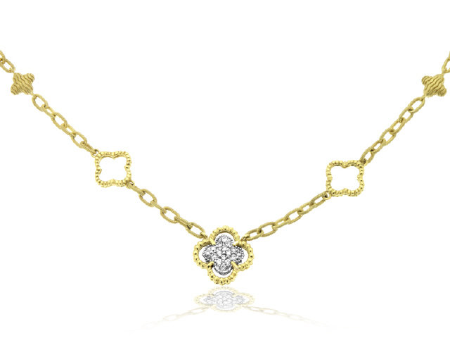 18K Y/G FLORETTE PAVE DIAMOND NECKLACE