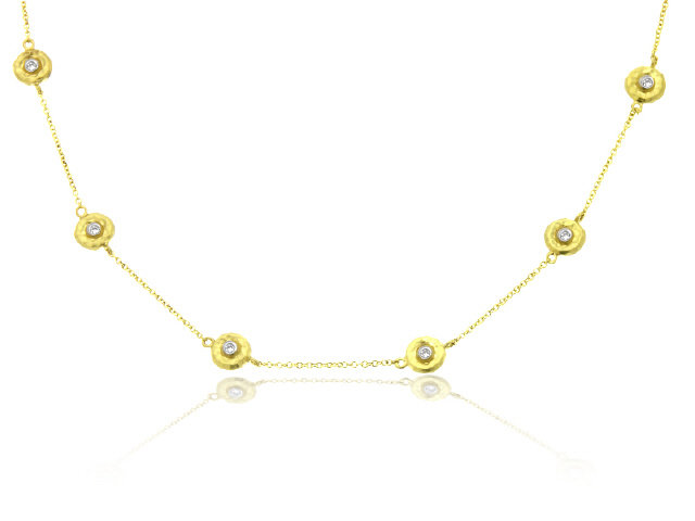 14K Y/G SM. MULTI CIRCLE DIAMOND NECKLACE