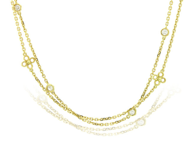 18K Y/G DIAMOND FLOWER NECKLACE