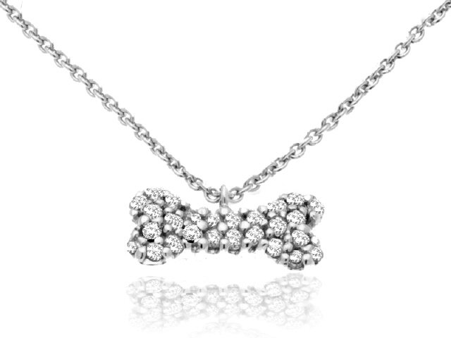 14K W/G MINIATURE DIAMOND DOG BONE NECKLACE