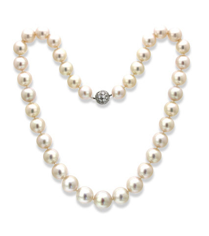 SOUTH SEA PEARL NECKLACE 11MM-14MM 18K W/G DIA CLASP