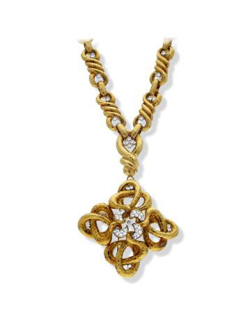 PLATINUM & 18K Y/G DAVID WEBB NECKLACE W/ PENDANT