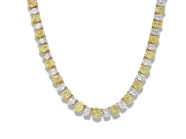 PLATINUM & 18K Y/G YELLOW & WHITE DIAMOND NECKLACE