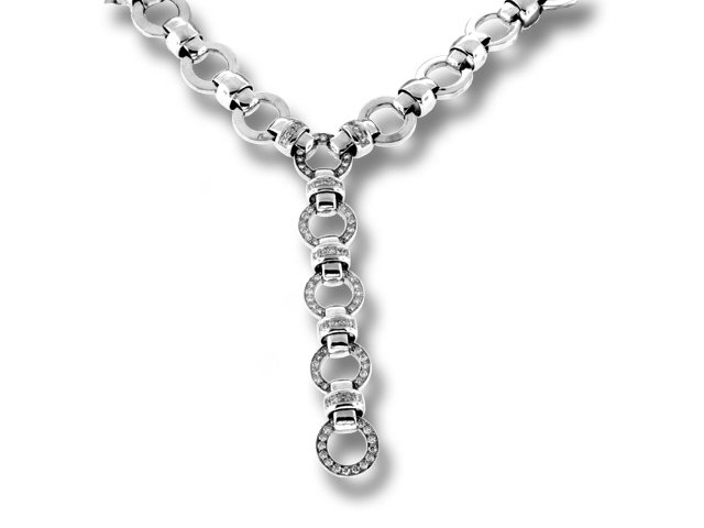 18K W/G DIAMOND NECKLACE DIAS=2.90CTS 98DWTS