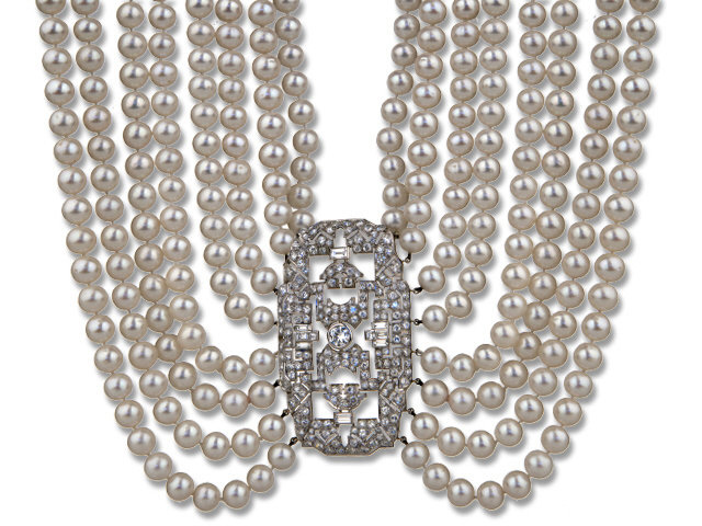Platinum Diamond and Pearl Choker Necklace