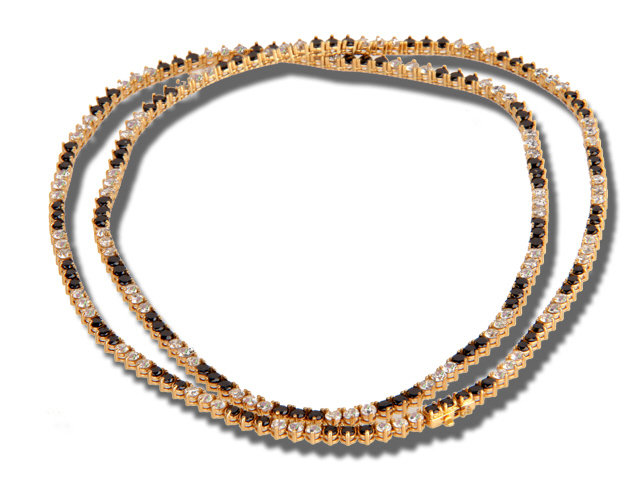18K Rose Gold Black and White Diamond Necklace