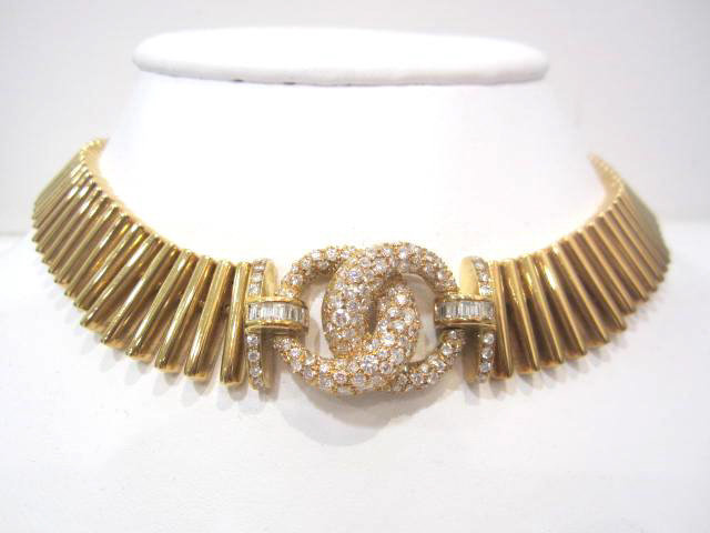 18K Yellow Gold Diamond Necklace with 6cts Diamonds, 1