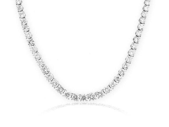 18K White Gold Diamond Tennis Necklace with 28.21cts