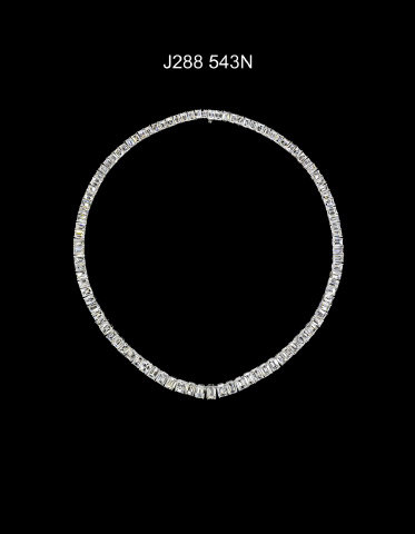 Platinum and 18K White Gold Emerald Cut Diamond Neckla