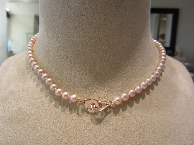 Menottes dinh van R10 Necklace, Pink Gold, pink freshw