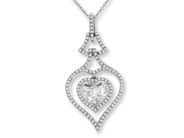 PLATINUM HEART SHAPED DIAMOND PENDANT