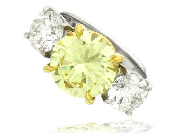 Platinum & 18K Fancy Yellow Diamond ring