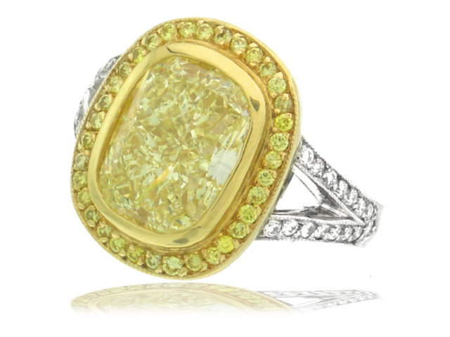 Platinum & 18K Fancy Yellow Diamond Ring