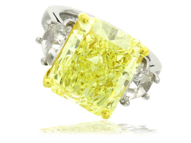 Platinum & 18K Fancy Yellow Diamond Ring