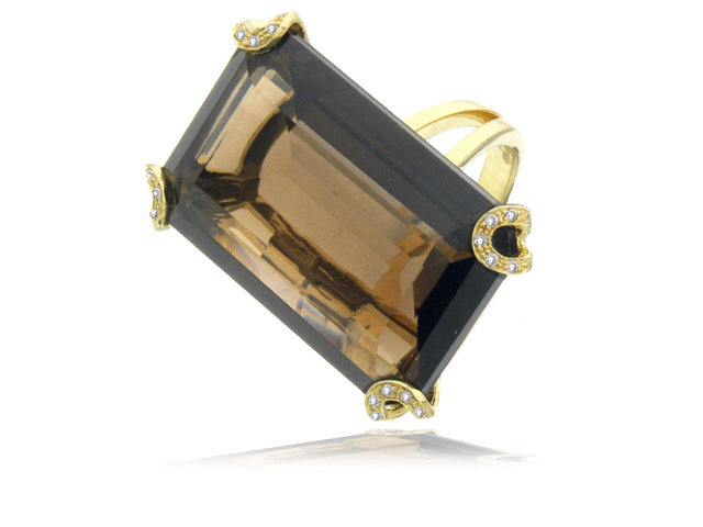 18K Y/G Diamond .13ct & Smokey Topaz 45.70ct