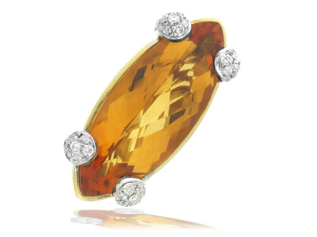 18k y/g Citrine & Diamond Ring