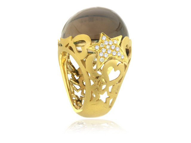 14k y/g smokey topaz ring