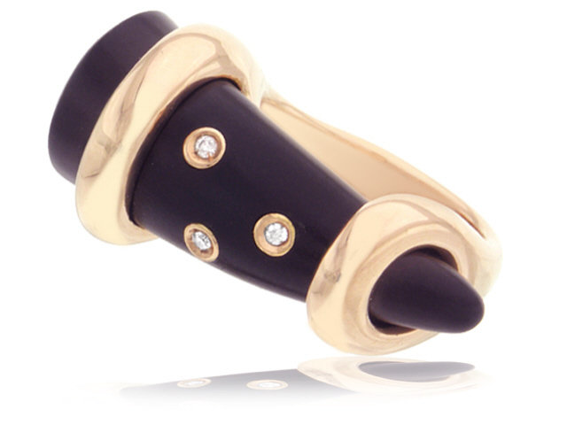 18k r/g Ebony horn Ring w/Dia. .06 cts