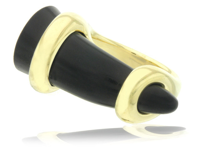 18k y/g Ebony horn Ring