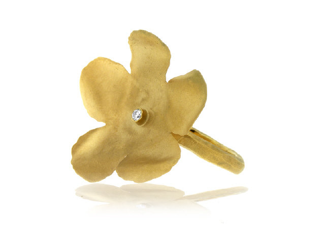 14K Y/G SM. FLOWER DIAMOND RING DIA=0.54CT