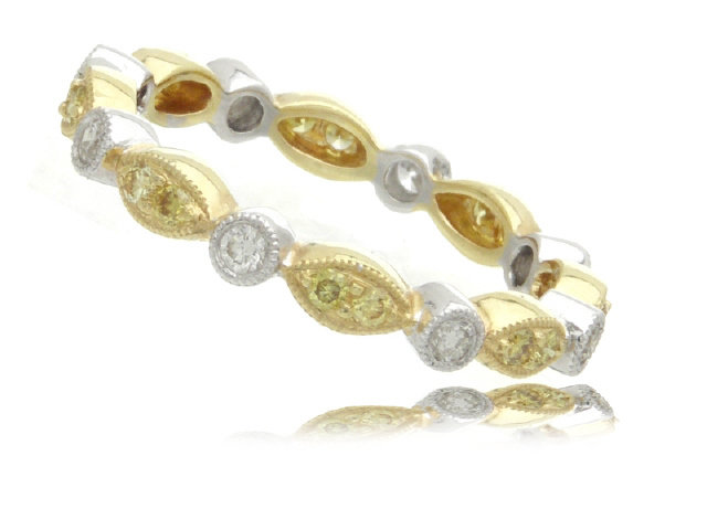 18K Y/W/G DIAMOND ETERNITY BAND RING