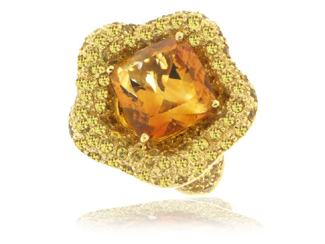 18K Y/G YELLOW SAPPHIRE & CITRINE RING