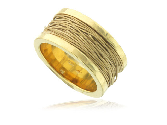 14K Y/G TEXTURED WIRE RING