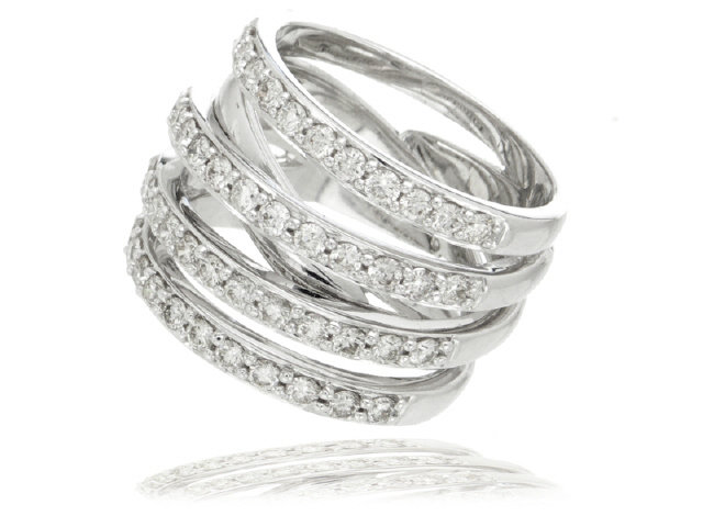 18K W/G DIAMOND WIDE BAND RING DIAS=1.13CTS