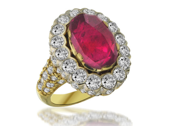 18K Y/G RUBY & DIAMOND RING