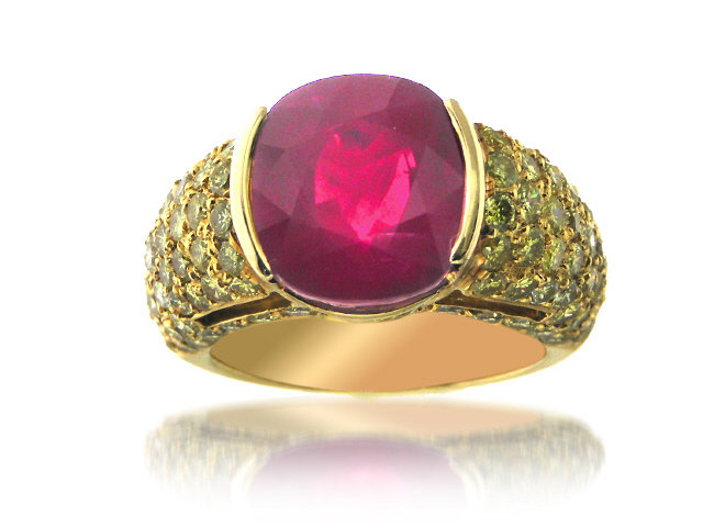 18K Yellow Gold Yellow Diamond Semi-Mounting Ring