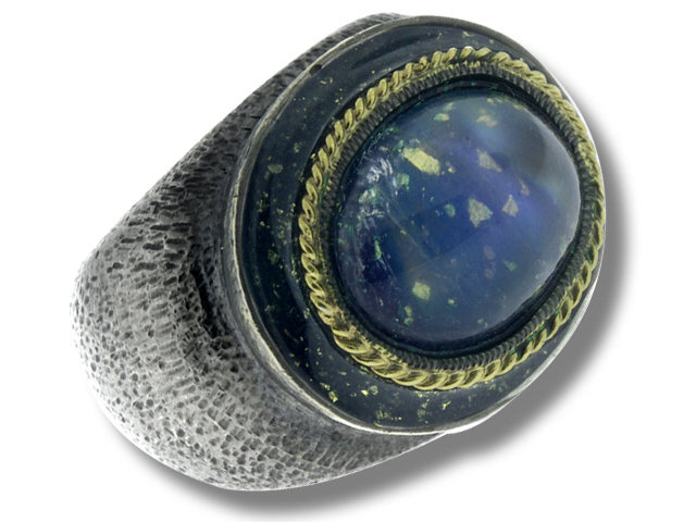 24K Y/G & SILVER CABOCHON MOONSTONE RING