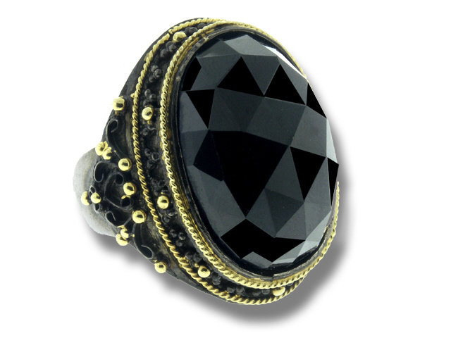 24K Y/G & SILVER ONYX RING