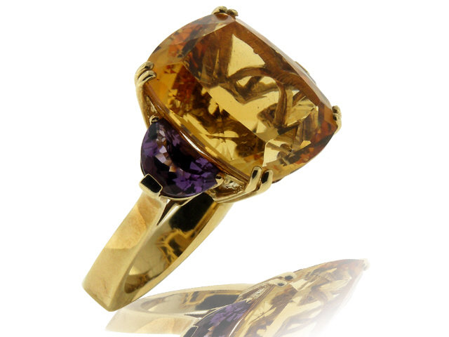 18K Y/G AMETHYST & CITRINE RING