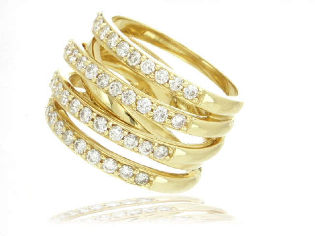 18K Rose Gold Diamond Multi Band Ring