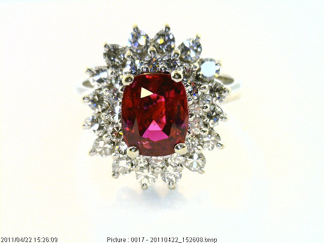 18K W/G RUBY + DIAMOND RING W/ 2.05CTS RUBY ATW AND