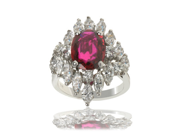 Platinum Ruby and Diamond Ring with 3.30cts Ruby and