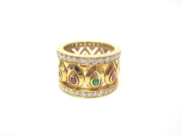 18K Yellow Gold Cartier Ruby, Sapphire, Emerald and Di