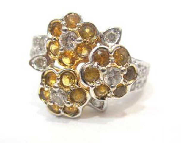 Citrine, Diamond and 18K White Gold Ring
