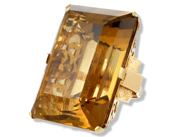 18K Yellow Gold Big Citrine Ring