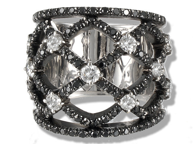 18K White Gold H. Stern Diamond and Black Diamond Ring