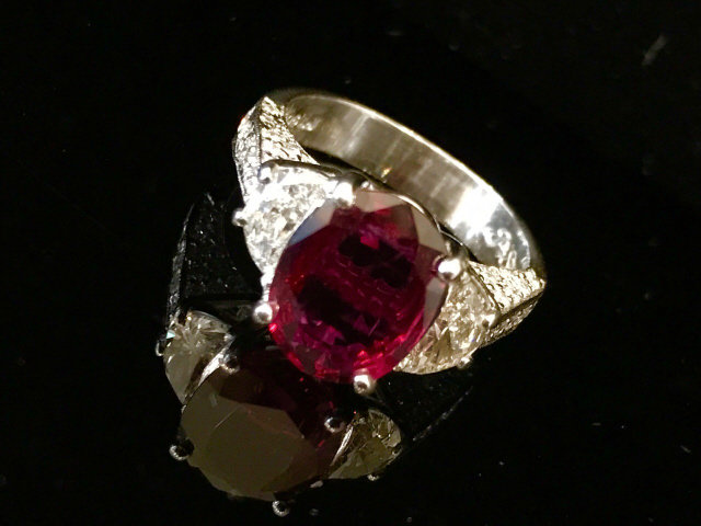 JB Star Platinum GIA Ruby and Diamond Ring