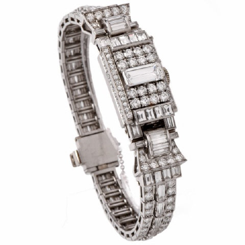 Platinum Diamond Ladies Bracelet Omega Watch